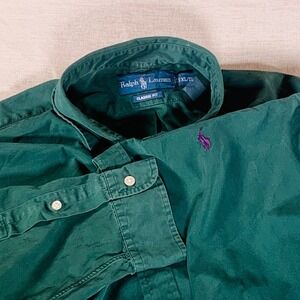 Ralph Lauren Classic Fit Button Down Shirt‎ Green XL Tall Embroidered Pony